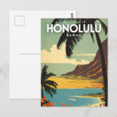 Honolulu nostalgische reiskunst briefkaart (Voorkant / Achterkant)