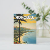 Honolulu nostalgische reizen briefkaart (Staand voorkant)