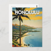 Honolulu nostalgische reizen briefkaart (Voorkant / Achterkant)