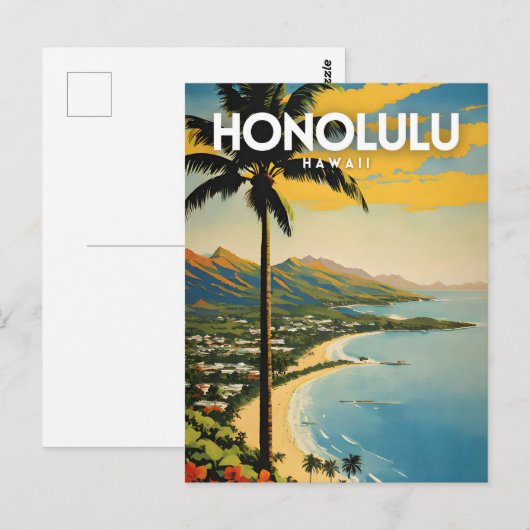 Honolulu nostalgische reizen briefkaart (Voorkant / Achterkant)