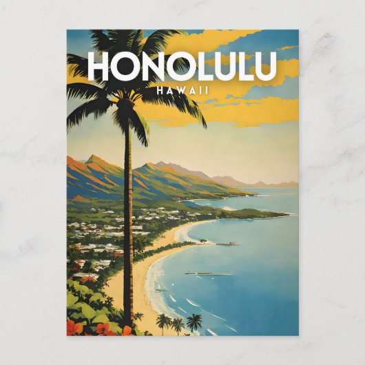 Honolulu nostalgische reizen briefkaart (Voorkant)