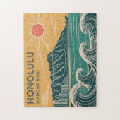 Honolulu Oahu Diamond Head Retro Mid-Century Style Legpuzzel (Verticaal)