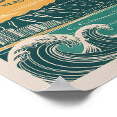 Honolulu Oahu Diamond Head Retro Mid-Century Style Poster (Hoek)