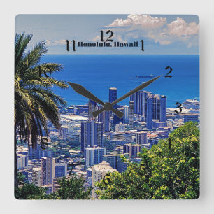 Honolulu, Oahu, Hawaï Vierkante Klok