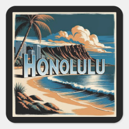 Honolulu O'ahu Hawaï Vierkante Sticker