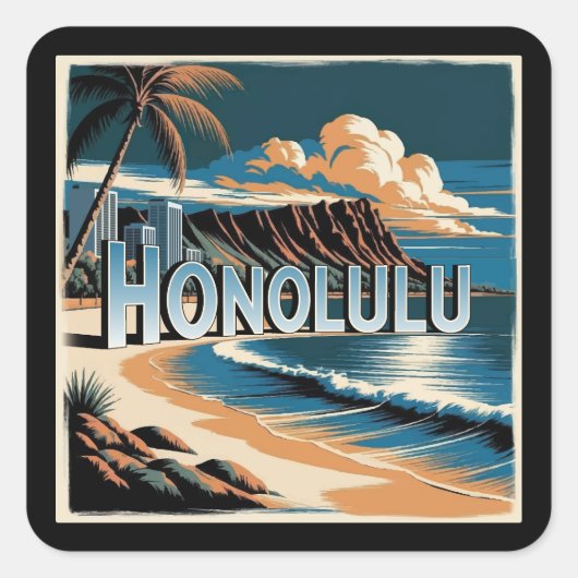 Honolulu O'ahu Hawaï Vierkante Sticker (Voorkant)