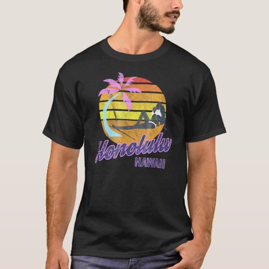 Honolulu Oahu Hawaii Classic Surf T-shirt (Voorkant)