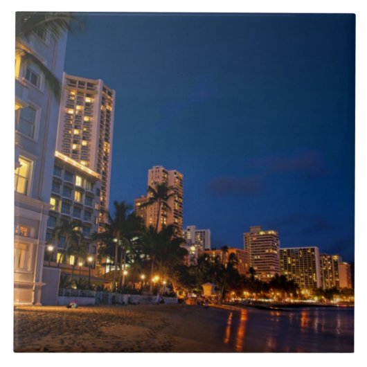 Honolulu, Oahu, Hawaii. Nachtblootstelling Tegeltje (Voorkant)