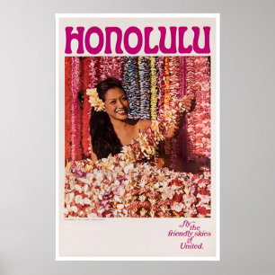 Honolulu Poster Hawaii Reis Kunst Hawaiaanse Print