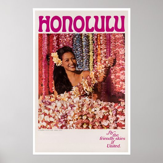 Honolulu Poster Hawaii Reis Kunst Hawaiaanse Print (Voorkant)