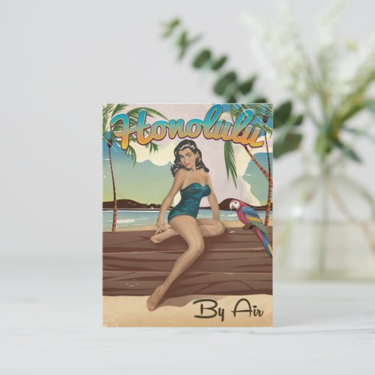 Honolulu  retro Revel print Briefkaart (Staand voorkant)