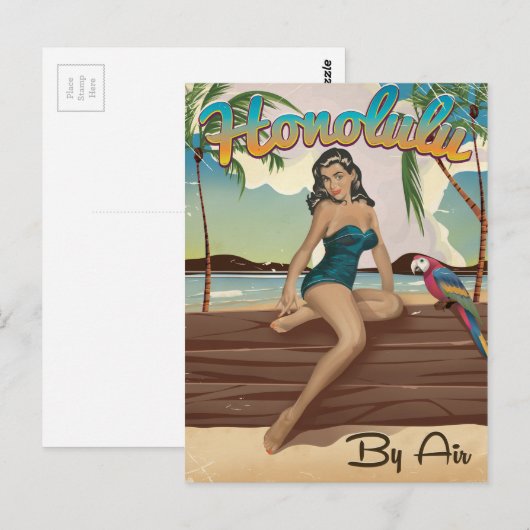 Honolulu  retro Revel print Briefkaart (Voorkant / Achterkant)