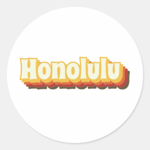 Honolulu Retro tekst Ronde Sticker