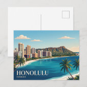 Honolulu Silhouet Hawaii Briefkaart (Voorkant / Achterkant)