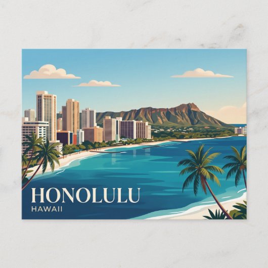 Honolulu Silhouet Hawaii Briefkaart (Voorkant)