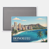 Honolulu Silhouet Hawaii Magneet (Voorkant / Achterkant)