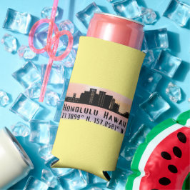 Honolulu Silhouette Breedtegraad en Lengtegraad  Seltzer Blikjeskoeler