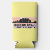 Honolulu Silhouette Breedtegraad en Lengtegraad  Seltzer Blikjeskoeler (Achterkant)