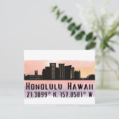 Honolulu Skyline Latitude en Lengtegraad Briefkaart (Staand voorkant)