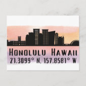 Honolulu Skyline Latitude en Lengtegraad Briefkaart (Voorkant)