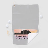 Honolulu Skyline Latitude en Lengtegraad Golfhanddoek (Insitu)