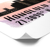 Honolulu Skyline Latitude en Longitude Print (Hoek)