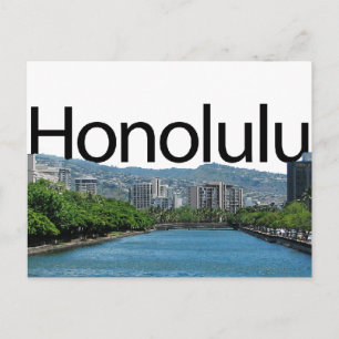 Honolulu skyline met Honolulu in de Sky Briefkaart