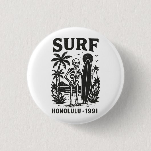 Honolulu-Surf Ronde Button 3,2 Cm (Voorkant)