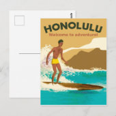 Honolulu, surfen op de oceaangolven briefkaart (Voorkant / Achterkant)