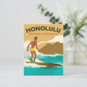 Honolulu, surfen op oceaan golven briefkaart (Staand voorkant)