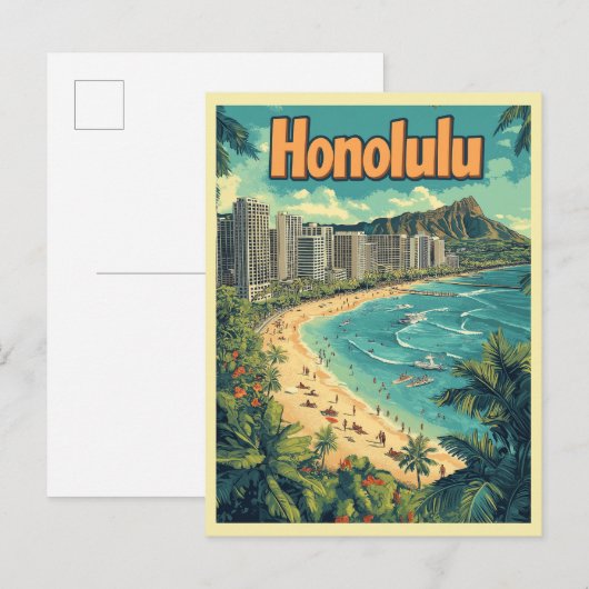 Honolulu - Urban Hawaii Beach Briefkaart (Voorkant / Achterkant)