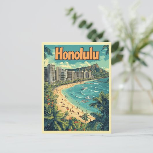 Honolulu - Urban Hawaii Beach Briefkaart (Staand voorkant)