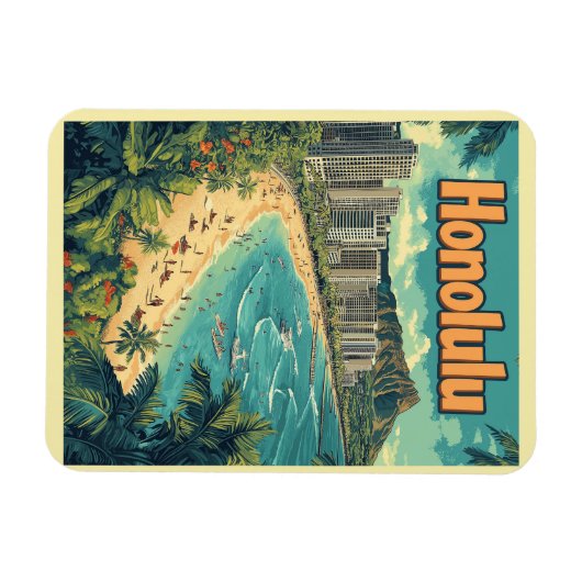 Honolulu - Urban Hawaii Beach Magneet (Horizontaal)