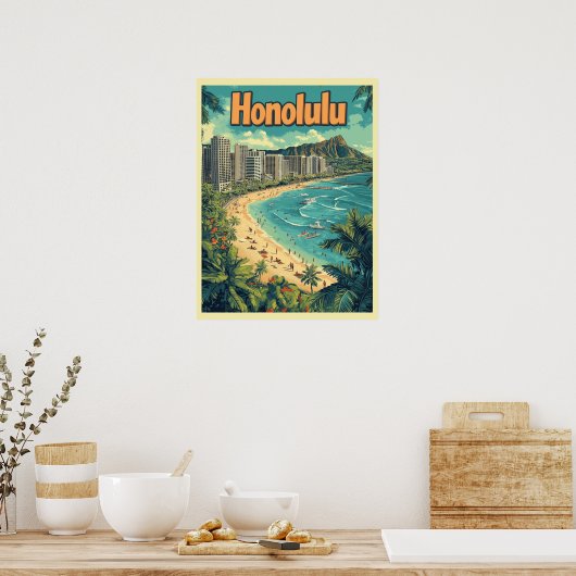 Honolulu - Urban Hawaii Beach Poster (Keuken)