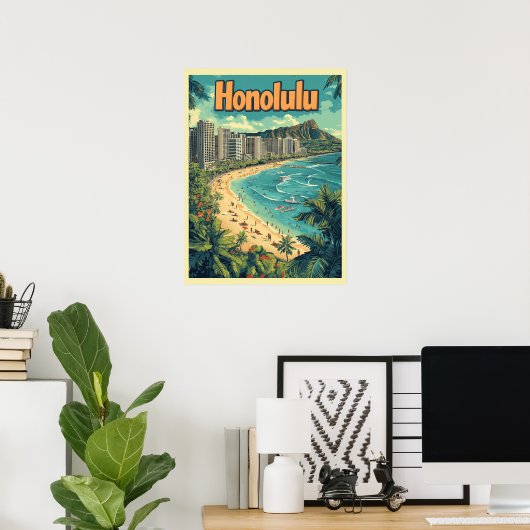 Honolulu - Urban Hawaii Beach Poster (Thuiskantoor)
