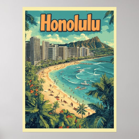 Honolulu - Urban Hawaii Beach Poster (Voorkant)