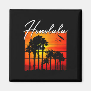 Honolulu Vakantie Souvenir Hawaï Zomer Zonsonderga Magneet