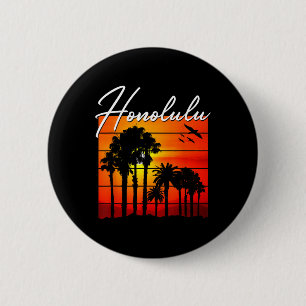 Honolulu Vakantie Souvenir Hawaï Zomer Zonsonderga Ronde Button 5,7 Cm