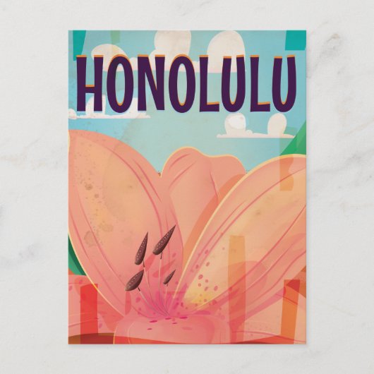 honolulu Vintage Reisposter Briefkaart (Voorkant)