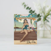 Honolulu vintage retro reisprint briefkaart (Staand voorkant)