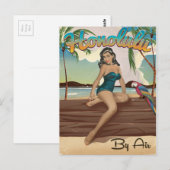 Honolulu vintage retro reisprint briefkaart (Voorkant / Achterkant)