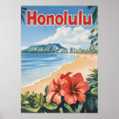Honolulu Vintage Travel Poster (Voorkant)