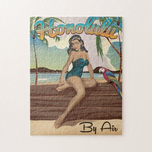 Honolulu vintage vakantie Reisprint Legpuzzel (Verticaal)