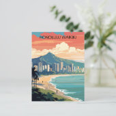 Honolulu Waikiki Beach Hawaii Panorama Uitzicht Be Briefkaart (Staand voorkant)