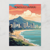 Honolulu Waikiki Beach Hawaii Panorama Uitzicht Be Briefkaart (Voorkant)