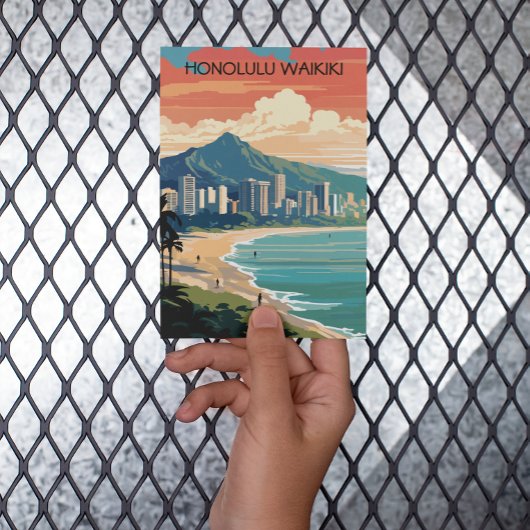 Honolulu Waikiki Beach Hawaii Panorama Uitzicht Be Briefkaart