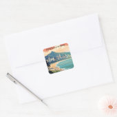 Honolulu Waikiki Beach Hawaii Panorama Uitzicht Be Vierkante Sticker (Envelop)