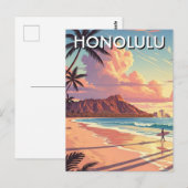 Honolulu Waikiki Beach Oahu Hawaii Travel Briefkaart (Voorkant / Achterkant)