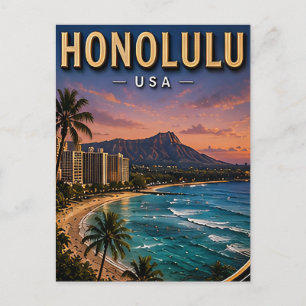 Honolulu Waikiki Beach Tropisch Paradijs Briefkaart