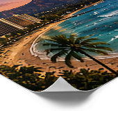 Honolulu Waikiki Beach Tropisch Paradijs Poster (Hoek)